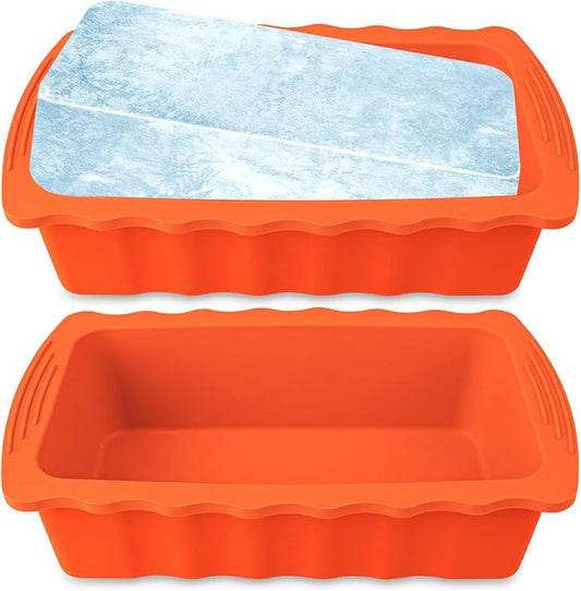 Haldane 2PC Extra Large Ice Block Molds, 6LB Giant Ice Cube Molds for Plunge Lab, Ice Container for Freezer, Thickened and Reinforced Silicone Ice Tray, Cold Plunge Tub Accessories, Orange