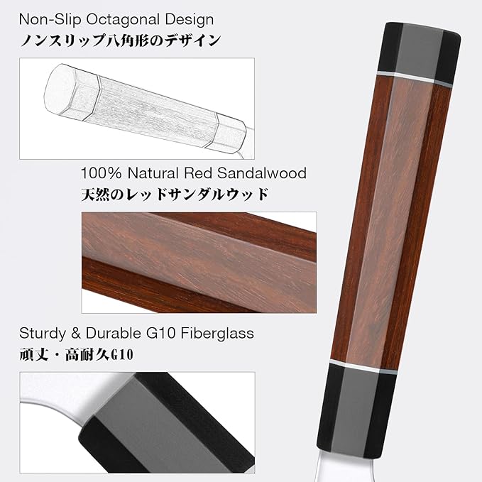 SHAN ZU 8 Inch Japanese Bread Knife, 9 Layers 10Cr15MoV High Carbon Steel Bread Knives for Homemade Bread, Sharp Sourdough Bread Knives with Red Sandalwood Handle, Long Serrated Bread Cutting Knife