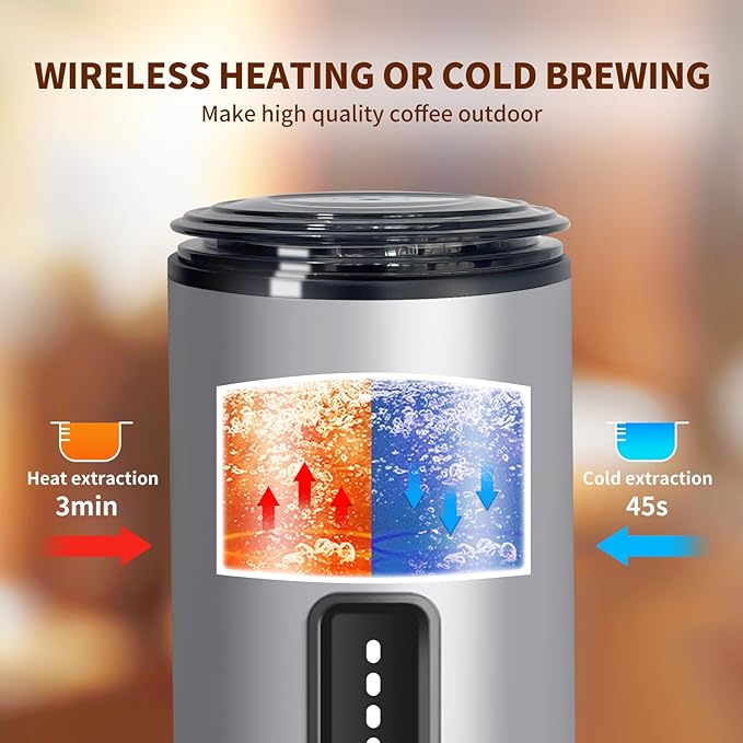 Leozora 20Bar Portable Espresso Machine, 7500mAh USB-C Rechargeable, 3-in-1 for Ground Coffee & Nespresso/DG Capsules, Stainless Steel Travel Coffee Machine for Camping, Car, Office,Silvery