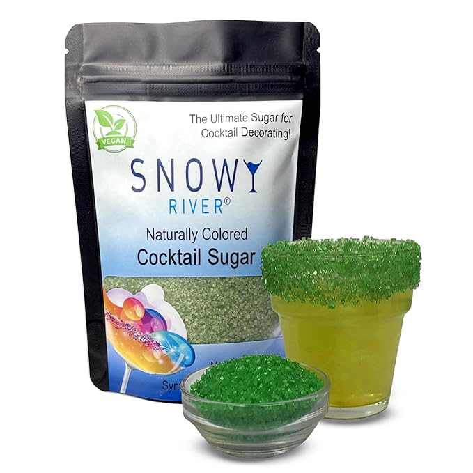 Snowy River Green, Cocktail & Margarita Sugar Rimmer - Vibrant Color Glass Rimming Sugar with Medium Crystal Texture - 4oz