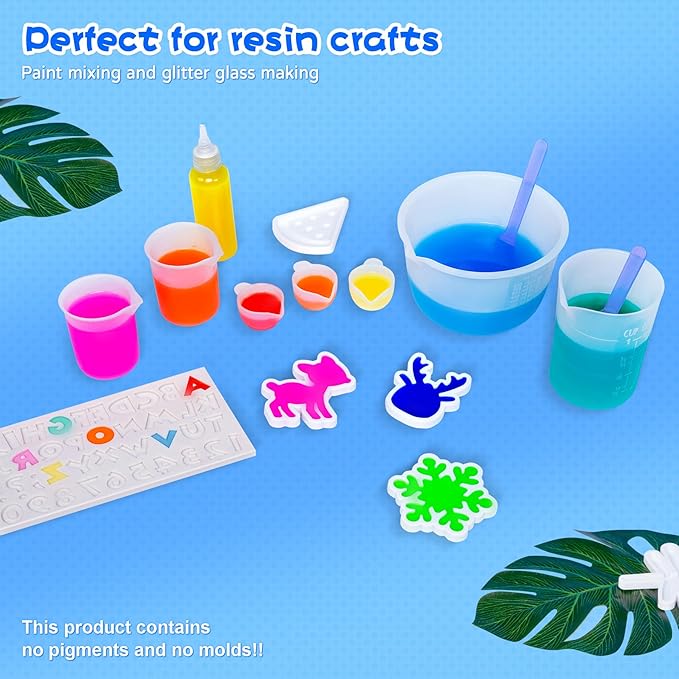 Silicone Resin Mixing Measuring Cups for Resin Supplies, 600ml/20oz Bowl, 250 & 100ml Thickened Reusable Silicone Cups for Epoxy Mixing, with Stir Sticks and Pipettes, Jewelry Making
