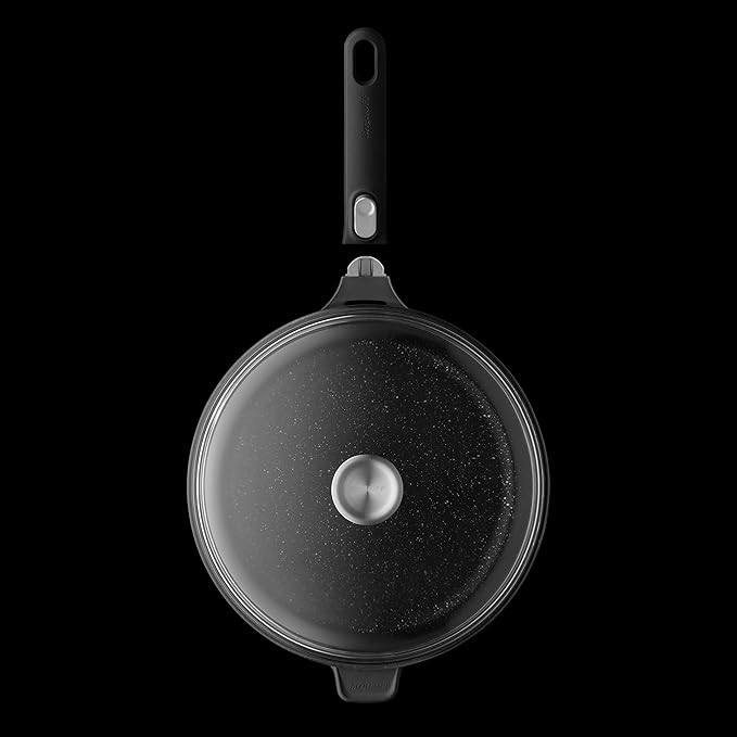 BergHOFF GEM Non-Stick 11" Sauté Pan 4.6qt., Stay-Cool Detachable Handle, Glass Lid, Ferno-Green, Non-Toxic Coating, Ovensafe