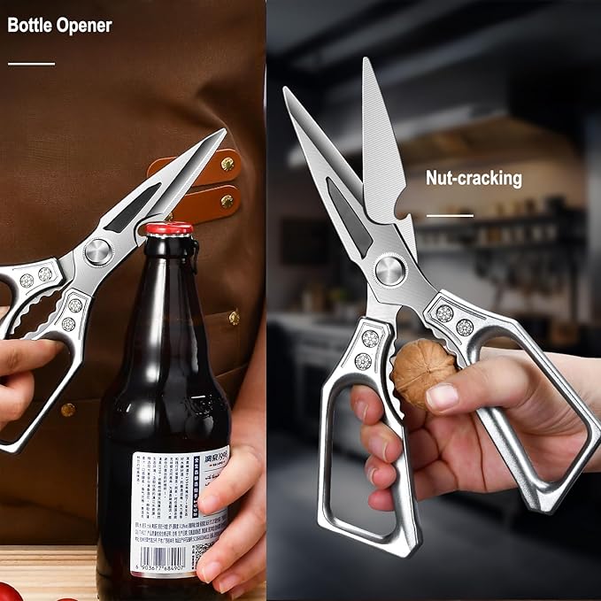 Kitchen Shears Heavy Duty All Purpose Kitchen Scissors, Utility Stainless Steel Blades with Ergonomic Handles for Home, Office, Easy Cutting Chicken Bones, Meat, Cardboard, Vegetables, Leather