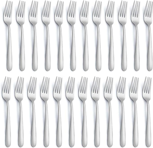 24 Pieces Dinner Forks, Forks Silverware(8 inches), Food Grade Stainless Steel Flatware Forks, Mirror Polished & Dishwasher Safe, Using for Home, Restaurant or Kitchen