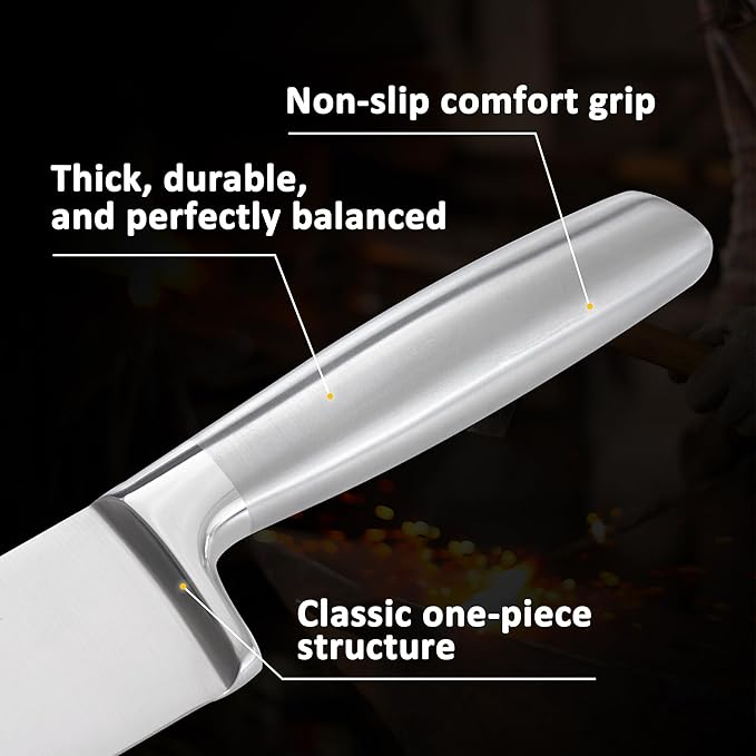 Magnetic Knife Block Set, 7pcs Ultra Sharp Knife Set with Shears, Space-Saving Design for Home and Professional Kitchens, Silver