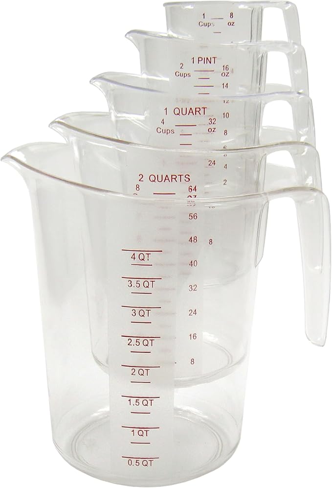 Winco 5-Piece Measuring Cup Set, Polycarbonate, Clear