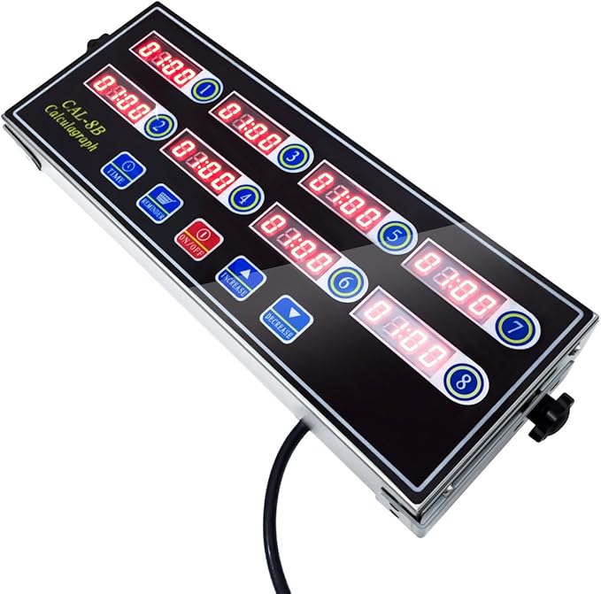 Commercial 8 Channel Kitchen Timer Digital Restaurant Timers Professional Loud Alarm Cooking Reminder for Food Truck Fryer Bakery Pizza Coffee Heavy Duty