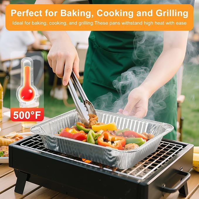 Notwoe® 30pc Disposable Aluminum Pans With Lids, 9x13 (10pc) And 8.2x5.7 Square (20pc) Combo Set, Disposable Baking and Cake Pan. (30 Pack w/Lids)
