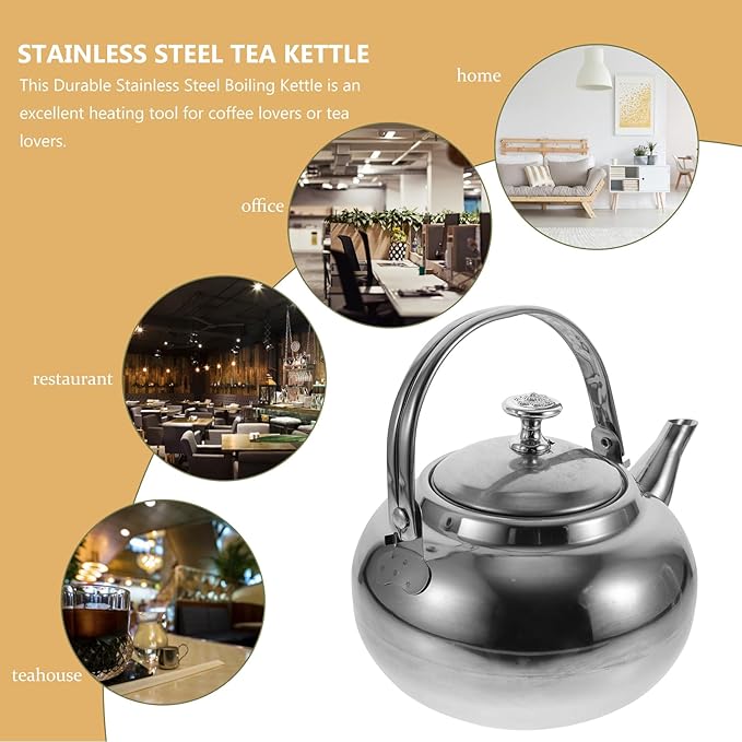 Hemoton Stainless Steel Tea Kettle with Infuser 1.2L Whistling Stove Top Kettle for Home and Camping Use