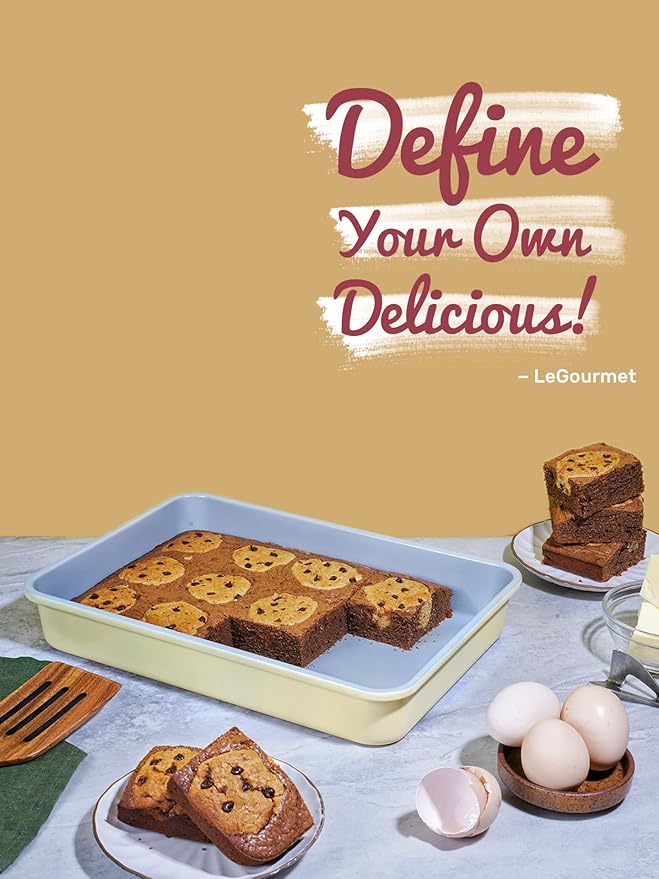LeGourmet Nonstick Rectangle Baking Pan 9x13 Inch, Ceramic Coating, Non-Toxic, Rust Resistant Aluminized Steel, Perfect Baking Dish for Brownie Cake, Roasting, Lasagna - Cyan