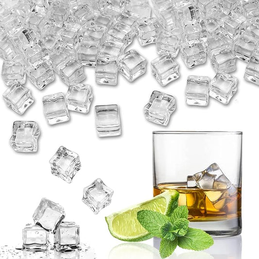 Fake Crushed Square Ice Cubes Artificial Acrylic Crystal Diamonds for Vase Fillers,Table Scatter, Party Favor, Wedding Decoration, Photography Props, Food Display (square-10MM/0.39 in 200 pcs)