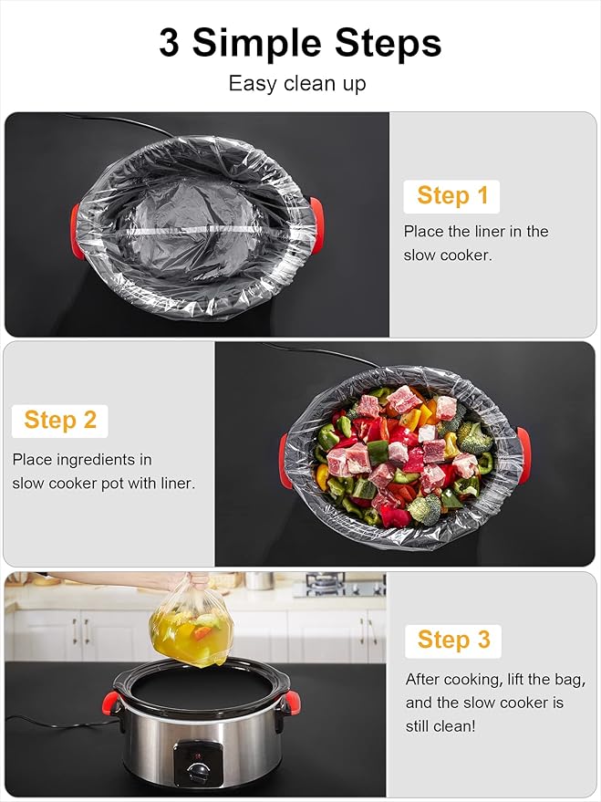 SMARTAKE Slow Cooker Liners, Extra Large Size 14"x 22" Disposable Cooking Bags, Fit 6QT to 10QT for Slow Cooker, Cooking Trays, Suitable for Oval & Round Pots, 15 Liners