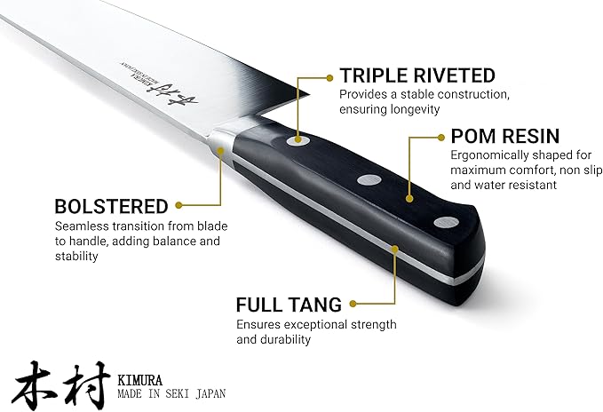 Kimura Santoku Knife, [Made in Japan], 7 inch Professional Chef Knife, Ultra Sharp High Carbon Molybdenum Stainless Steel Kitchen Knives, Chefs Knives with Ergonomic Handle - Japanese Chef's Knife