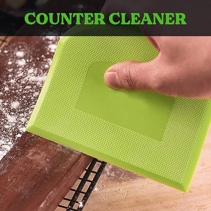 SURDOCA Dough Scraper Bench Scraper - 3P 8.3x5.5" Plastic Flexible Bowl Scraper, Sharp Edge & Angles Cake Scraper. Non-Slip Bakeware Decorating Tools Sculpting & Modeling Tools - Yellow+Green+Yellow