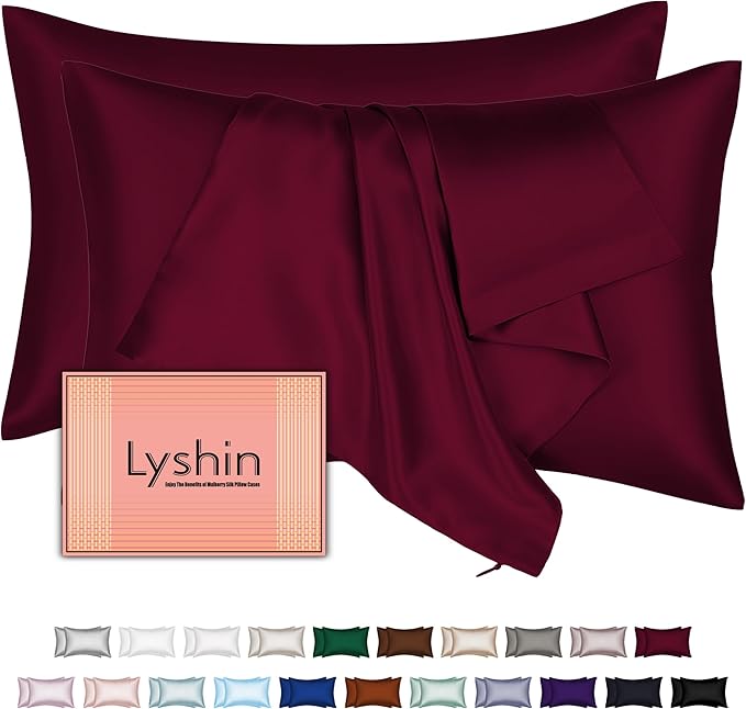 Mulberry Silk Pillow Cases 2 Pack King Size 20x36 Inches with Hidden Zipper, Ultra Smooth and Soft Breathable Cooling Silk Satin Pillowcase Set of 2, Better for Hair and Skin, Gifts for Women Men