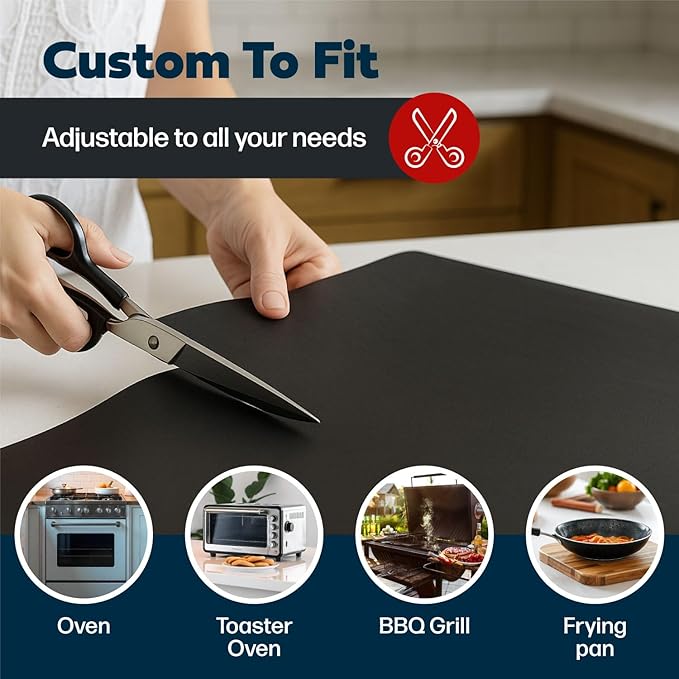 Cooks Innovations MADE IN USA Non-Stick Oven Protector Mat - Heavy Duty Nonstick Oven Rack Liners to Protect Convection, Electric, Gas, & Microwave Ovens - BPA & PFOA Free Heat Resistant Baking Mat