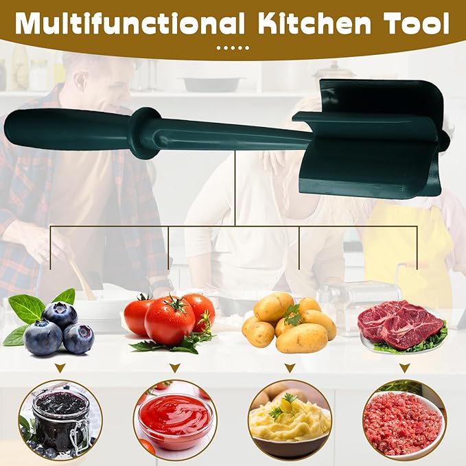 Meat Masher, 5 Curve Blade Hamburger Chopper, Heat Resistant Meat Masher for Ground Beef, Mix and Chop Kitchen Tool, Food Smasher Tool for Hamburger, Beef, Potato, Tomato, Avocado (Aqua)