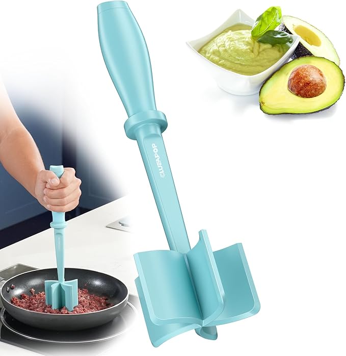 Meat Chopper, Hamburger Chopper, CLUEAPOP Potato Masher-Professional Multifunctional Heat Resistant Nylon Ground Beef Smasher Kitchen Tools And Gadgets, Safe For Non-Stick Cookware