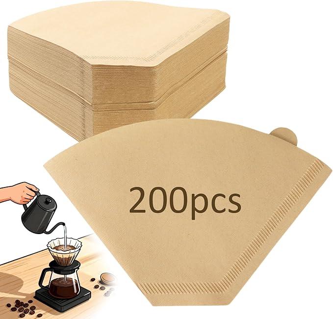 200 Count Unbleached Coffee Filters Natural Brown Cone Coffee Filter Paper for 3–8 Cup Drip Coffee Maker, Disposable Paper Coffee Filters for Pour Over Brewer & Coffee Machine