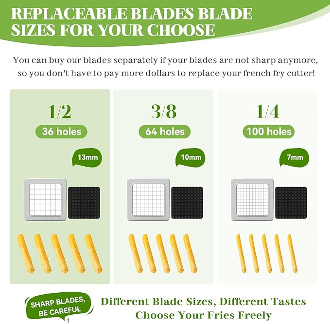 Commercial French Fry Cutter, Heavy Duty Potato Slicer with 1/4Inch Blade, Stainless Steel Potato ChopperFrench Fries Cutter with Suction Feet,