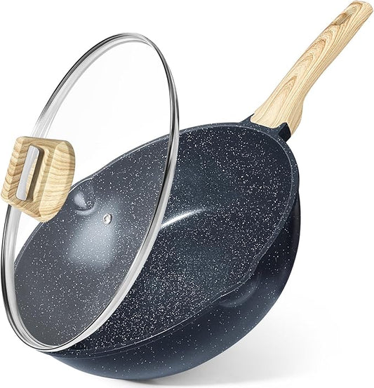 GiPP Ceramic Nonstick Deep Frying Pan Skillet, 12" Saute Pan with Lid, Induction Cookware Non Stick Cooking Pan, PTFE PFOA PFOS APEO Free, Grey