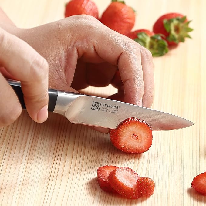 KEEMAKE Kitchen Knife Set with Block, 8Pcs Razor Sharp Chef Knife Set, High Carbon Stainless Steel Knife Block Set with Kitchen Scissors, Cooking Knife Set for Meat Vegetable Fruit
