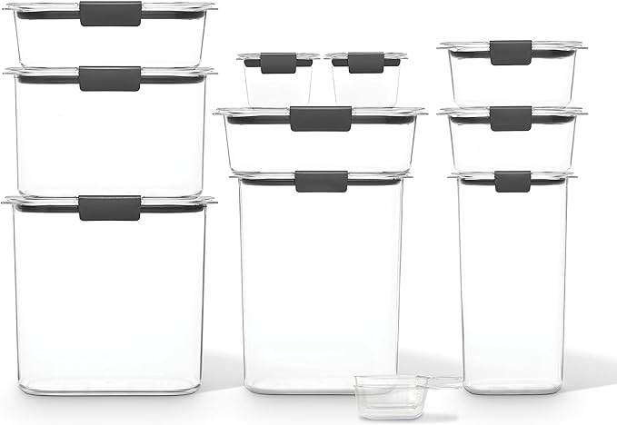 Rubbermaid Brilliance Pantry 10 Piece Set, Clear and Airtight Food and Pantry Storage Containers