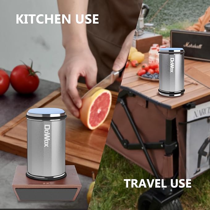 Longer Rolling Knife Sharpener with Leather Strop, Upgraded Rolling Knife Sharpening with 4 Degree Angle and 4PCS Replaceable Honing Discs, Easy to Sharpen Ktichen Knives, Silver