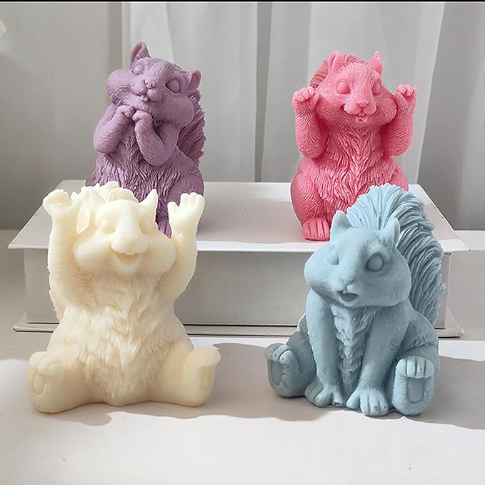 Squirrel Candle Mold Resin Casting Molds - Jewelry, Candle Making & Craft Supplies - 3D Silicone Mold