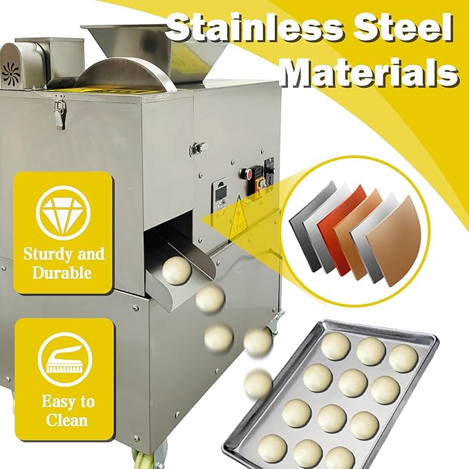 TECHTONGDA Electric Dough Divider Commercial Quantitative Dough Cutter 5g-500g Stainless Steel Pastry Piece Cutter Compact Dough Divider 1500W 110V