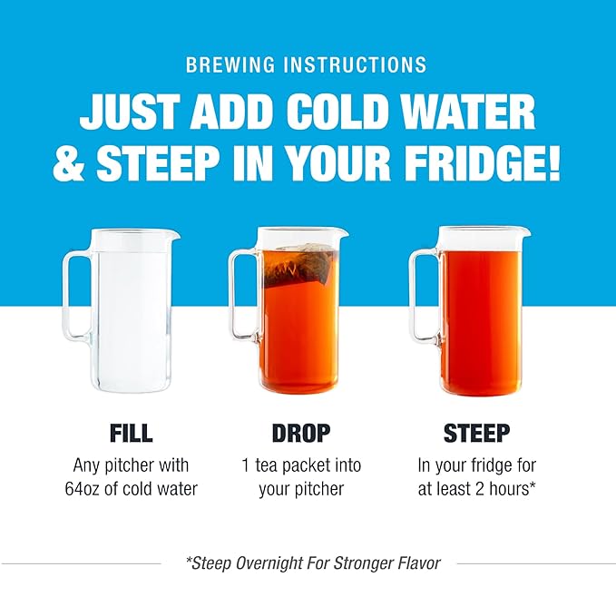 Tiesta Tea - Ginger Sweet Peach Cold Brew Tea, Loose Leaf, Spicy Peach Herbal Blend, Premium Non-Caffeinated Iced Blend, Cold Brew Packets, Makes 64 oz of Pitcher Per Bag (Pack of 10)