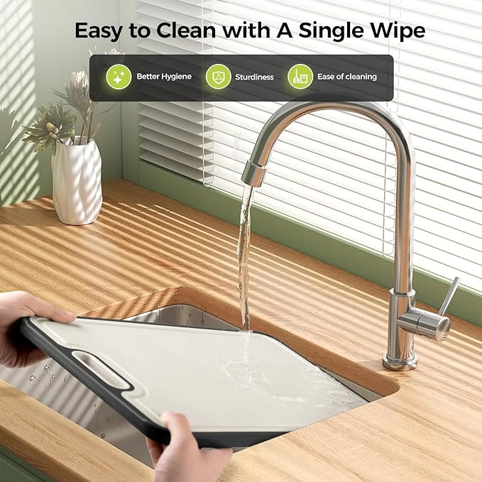 Titanium Cutting Board for Kitchen, Cutting Board Double Sided Food Grade, Pure Titanium/PP, Easy to Clean[15.5”*10.5”+12”*8.5”]