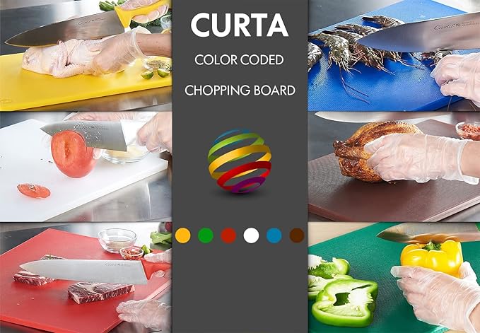CURTA 2-Pack Cutting Boards for Kitchen, 24" x 18" x 0.5" White Color Coded Plastic Chopping Board with Anti Slip Surface Dishwasher Safe