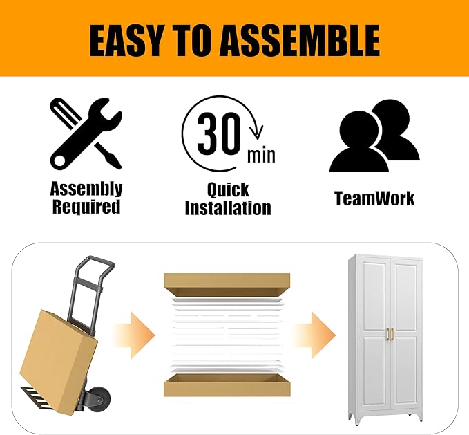 Kitchen Pantry Storage Cabinets, 75" Tall Metal Storage Cabinet with Doors and 4 Shelves, White Pantry Cabinet, Utility Kitchen Cupboard, Large Steel Cabinets for Dining, Office, Living Room