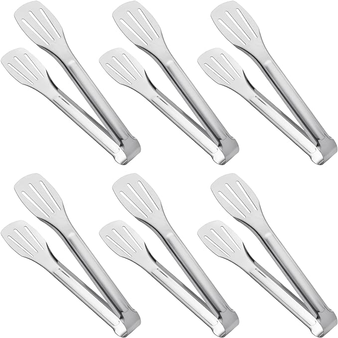 Serving Tongs Kitchen Tongs,Buffet Tongs, Stainless Steel Food Tong Serving Tong,small tongs 6 Pack (9 Inch)