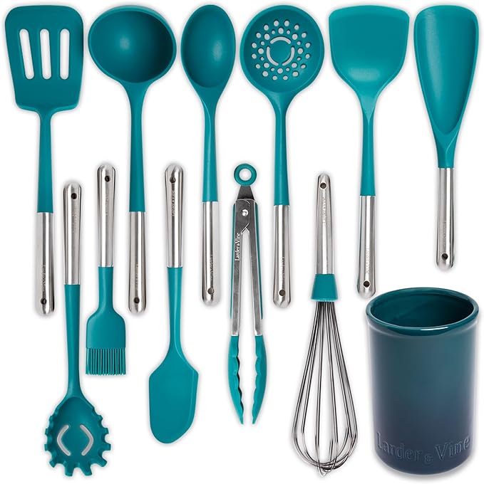 Larder & Vine 21 Piece Cookware Set (Bondi) | Dutch Oven, Utensil Set, Saucepan, Skillet, and Trivets