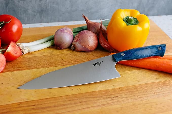 Middleton Made Knives Echo 8 Inch Chef Knife - Handmade Professional Chef Knife - Chefs Knife Made with AEB-L Stainless Steel - USA Made Knife - Great Chef Gifts - Blue