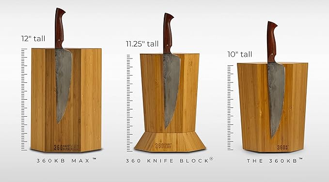 The 360KB ™ (Walnut) magnetic rotating knife block - handmade in Washington - shortest member of the 360 Knife Block ® family