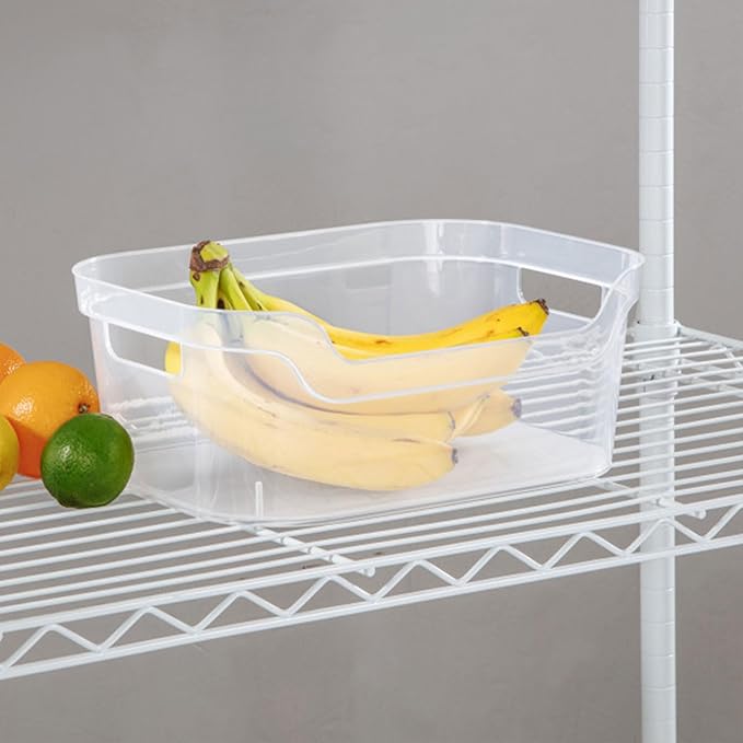 Sterilite 5.25x9.5x13 In Medium Polished Open Scoop Front Storage Bin w/Comfortable Carry Through Handles for Household Organization, Clear (24 Pack)