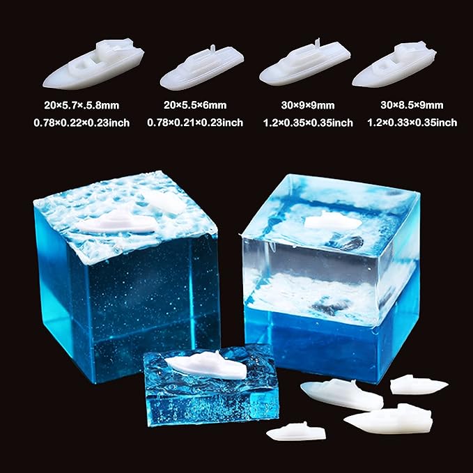 Woohome 16 PCS Jewelry Making Supplies - Resin Moulds & Fillers, 3D Mini Cruise Ship Whale Jellyfish Diver Moulds for Art Resin Crafts