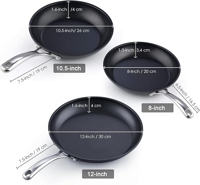 Cooks Standard Frying Omelet Pan, Classic Hard Anodized Nonstick 8-Inch/20cm Saute Skillet Egg Pan, Black