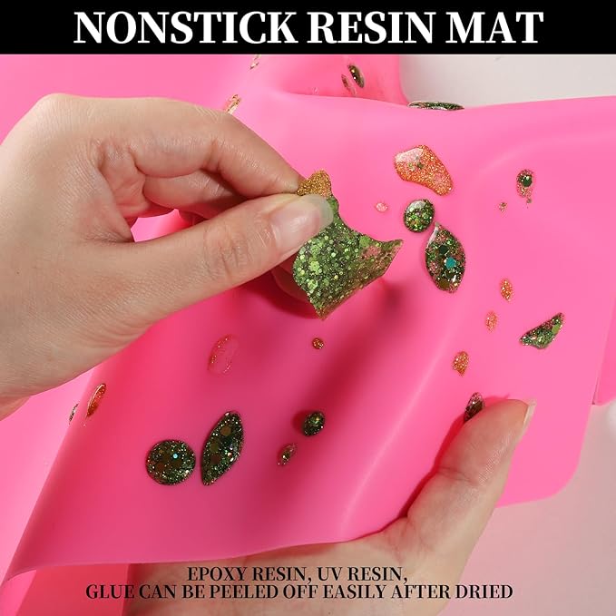 LEOBRO Silicone Mat for Resin Molds, 3 PCS Silicone Mats for Epoxy Resin, UV Resin, Play Dough Mat, Clay Mat, Nonstick Silicone Sheets Pads for DIY Arts and Crafts, Pink & Purple & Blue, 15.7”x 11.7”
