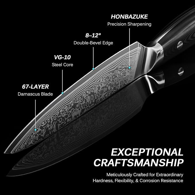 KYOKU Chef Utility Knife - 6" - Shogun Series - Japanese VG10 Steel Core Forged Damascus Blade - with Sheath & Case