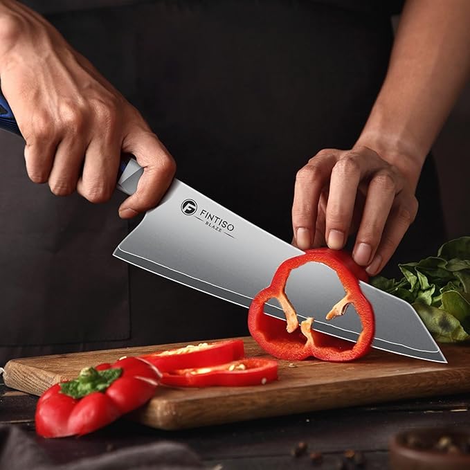 FINTISO 3PCS Kitchen Knife Set, Professional Chef Knives Set with G10 Handle, Premium 5-Layer 10Cr15CoMoV Japanese Steel Knives Set, Ultra Sharpe Knife for Meat and Vegetable