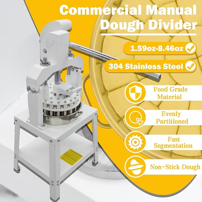 TECHTONGDA Commercial Dough Divider Rounder Machine Manual 24PCS Dough Cutter Hand Press Bread Bakery Dough Dividing Machine