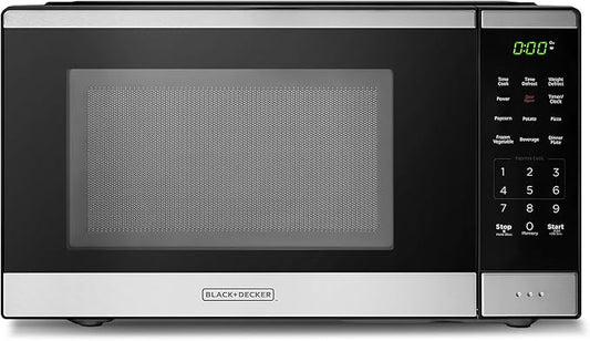BLACK+DECKER Countertop Microwave Oven 0.9 Cu Ft, 6 Auto Menus, Child Lock, Memory Function, 10 Power Levels, Easy One-Touch Start, Digital Panel, 900W