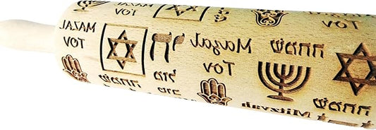 HANUKKAH Rolling pin Jewish holiday symbols laser engraved embossing dough roller for homemade cookies