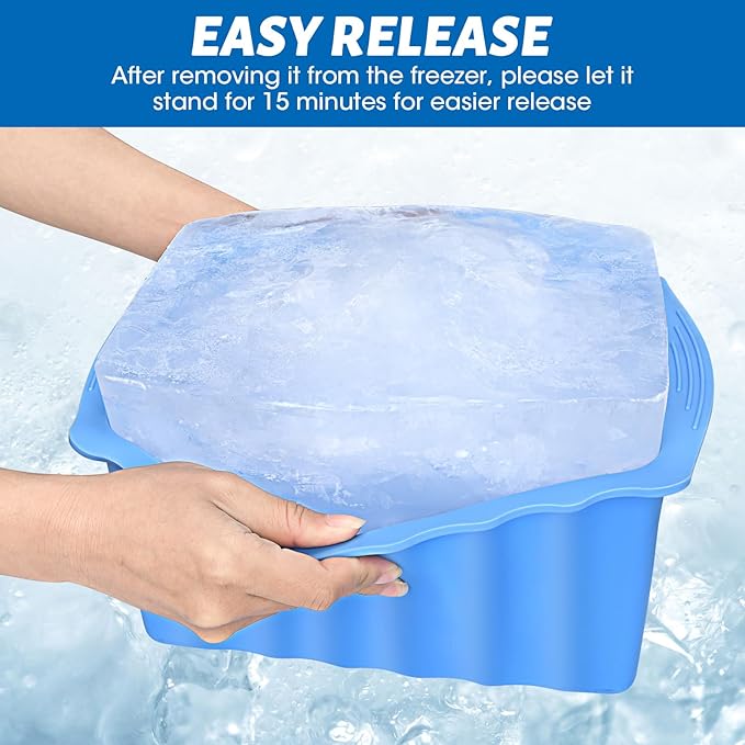 Large Ice Cube Molds, 4Pack 37LB Ice Block Molds Water Chiller for Cold Plunge, Ice Bath Chiller Silicone Ice Maker for Home, Reusable Ice Cube Trays for Cooler, Ice Bath Accessories