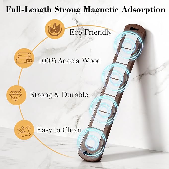 Magnetic Knife Holder for Wall, 16 Inch Wood Knife Strip with Strong Magnetism, Kitchen Accessories Organizer, Housewarming Gifts for New Home, Storage Space Savers for Apartment/Rv/Farmhouse