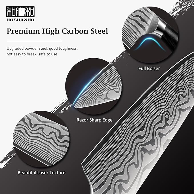 HOSHANHO 3 Pieces Knife Set, Professional High Carbon Powder Steel Kitchen Knife Set, Ultra Sharp Knives Set for Kitchen with Elegant Gift Box